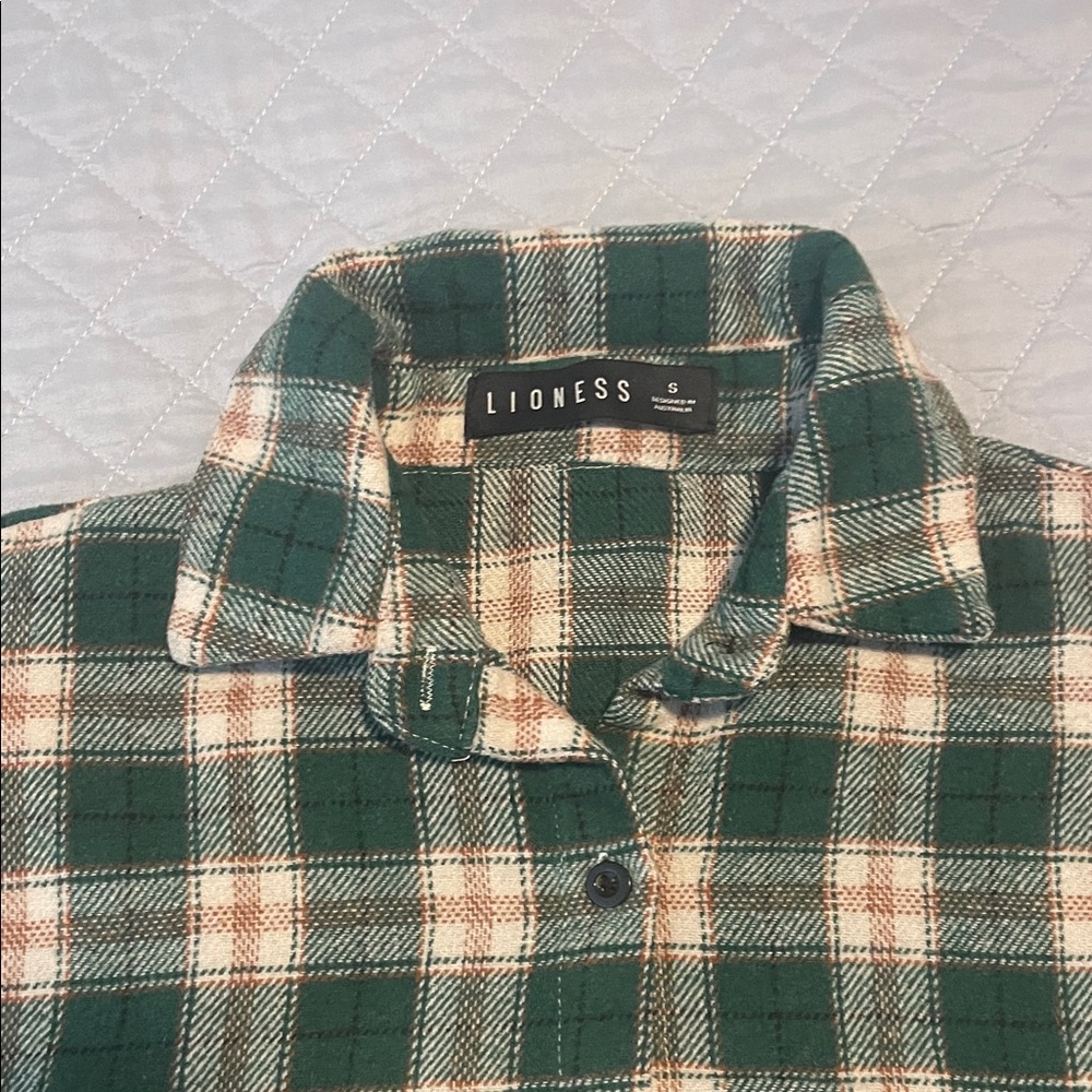 Lioness Forest Green and Cream Plaid Shirt